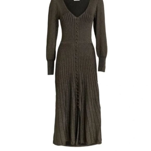 SANDRO Paris Aure Metallic Long Lurex Knit Dress! - Picture 11 of 16